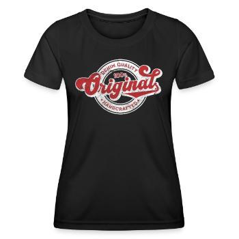 Denim original de qualité rétro vintage rouge blanc - T-shirt sport Femme - noir - Devant - AI Model Female 172 light (172cm)