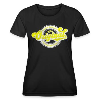Original denim quality retro vintage yellow white - Women's Functional T-Shirt - black - Front - AI Model Female 172 light (172cm)