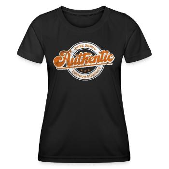 Authentic pure denim premium product retro orange - Women's Functional T-Shirt - black - Front - AI Model Female 172 light (172cm)
