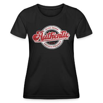 Authentisches Premiumprodukt aus reinem Denim retrorot - Frauen Funktions-T-Shirt - Schwarz - Vorne - AI Model Female 172 light (172cm)