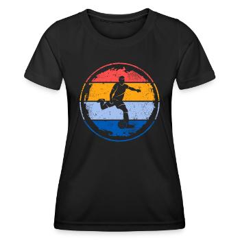 Fußballer Spieler Vintage Fußballspieler Fußball - Frauen Funktions-T-Shirt - Schwarz - Vorne - AI Model Female 172 light (172cm)
