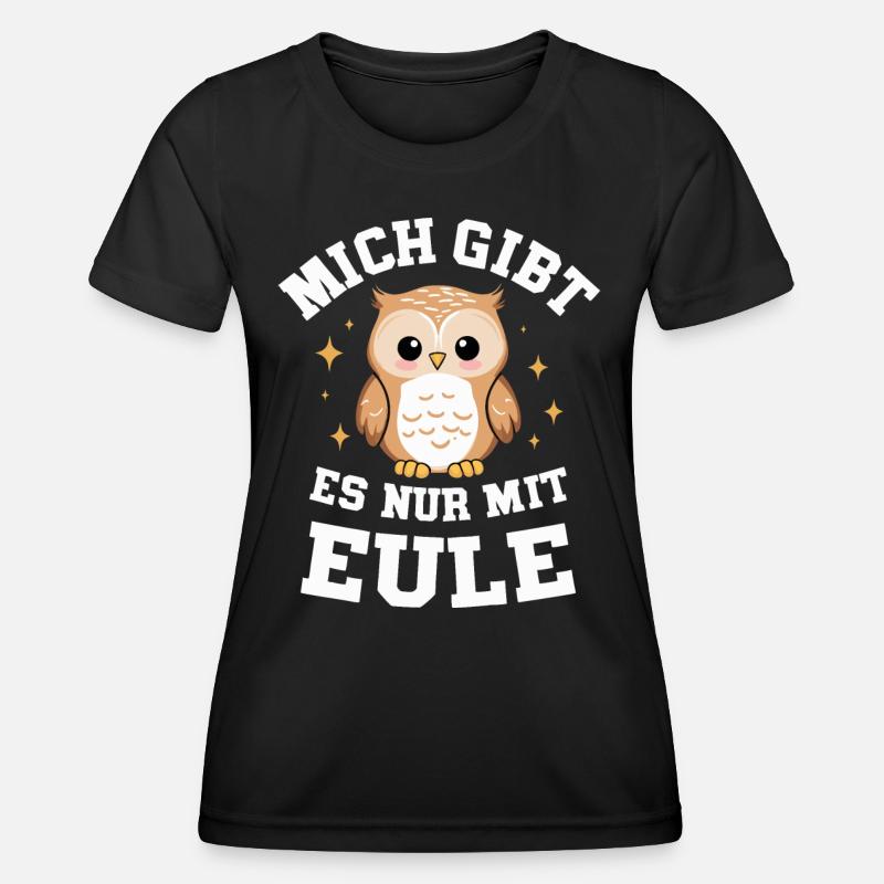Nachteule Eule Eulen Vogel - Frauen Funktions-T-Shirt - Schwarz