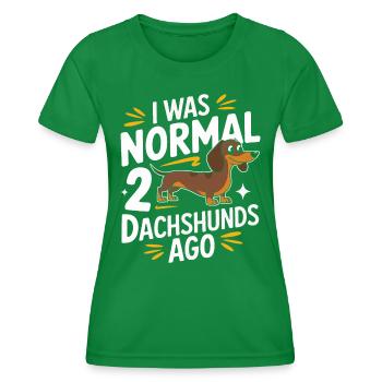 Chien teckel - T-shirt sport Femme - vert - Devant - AI Model Female 172 dark (172cm)