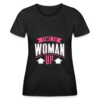 Il est temps de se lever - T-shirt sport Femme - noir - Devant - AI Model Female 172 light (172cm)