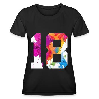 NUMÉRO COLORÉ 18 COLORÉ 18E ANNIVERSAIRE - T-shirt sport Femme - noir - Devant - AI Model Female 172 light (172cm)