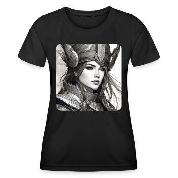 Fantasy Anime Fille Viking Germanique Trigues Moyen Âge - T-shirt sport Femme - noir - Devant - AI Model Female 172 light (172cm)