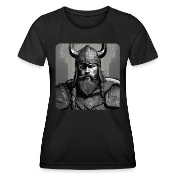 Fier Viking avec des cornes casque berserker germanique - T-shirt sport Femme - noir - Devant - AI Model Female 172 light (172cm)