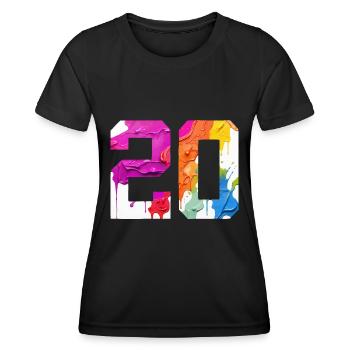 FARBIG NUMMER 20 BUNT 20. GEBURTSTAG - Frauen Funktions-T-Shirt - Schwarz - Vorne - AI Model Female 172 light (172cm)