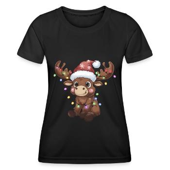 Weihnachten Rentier Rudolph - Weihnachten Elch - Frauen Funktions-T-Shirt - Schwarz - Vorne - AI Model Female 172 light (172cm)