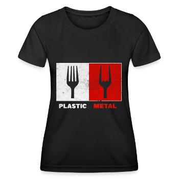 Fourchette Plastic Metal Musique - T-shirt sport Femme - noir - Devant - AI Model Female 172 light (172cm)