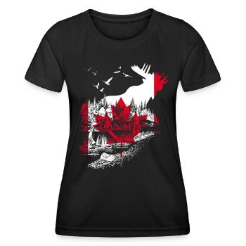 ELCH KANADA FLAGGE URLAUB - Frauen Funktions-T-Shirt - Schwarz - Vorne - AI Model Female 172 light (172cm)