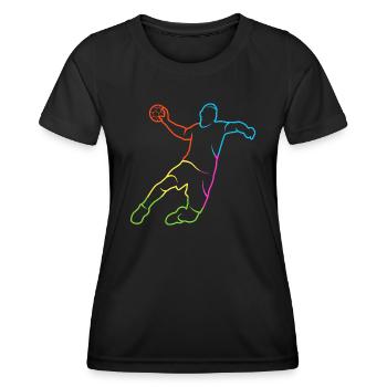 Handball colorful Handball player Boys Handball player - Women's Functional T-Shirt - black - Front - AI Model Female 172 light (172cm)