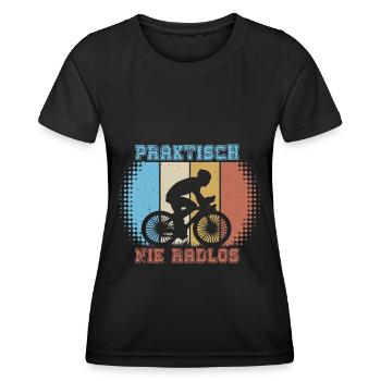 Radler Fahrradfahrer Kurier praktisch nie radlos - Frauen Funktions-T-Shirt - Schwarz - Vorne - AI Model Female 172 light (172cm)