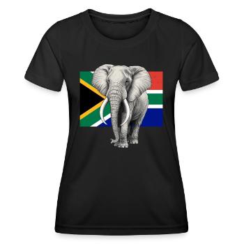 Elephant flag of South Africa - Women's Functional T-Shirt - black - Front - AI Model Female 172 light (172cm)