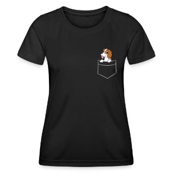 Beagle - Dans la poche de poitrine / poche de chemise - T-shirt sport Femme - noir - Devant - AI Model Female 172 light (172cm)