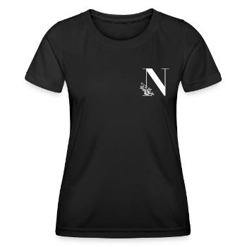 Lettre N - T-shirt sport Femme - noir - Devant - AI Model Female 172 light (172cm)
