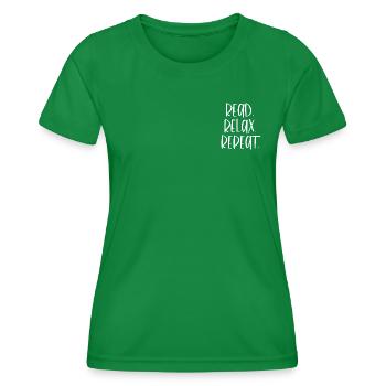 READ. RELAX. REPEAT. white - Frauen Funktions-T-Shirt - Kelly Green - Vorne - AI Model Female 172 dark (172cm)