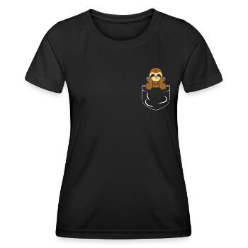Faultier in Brusttasche - Frauen Funktions-T-Shirt - Schwarz - Vorne - AI Model Female 172 light (172cm)