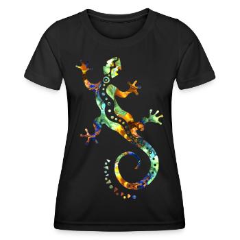 GECKO abstrakt bunt - Frauen Funktions-T-Shirt - Schwarz - Vorne - AI Model Female 172 light (172cm)