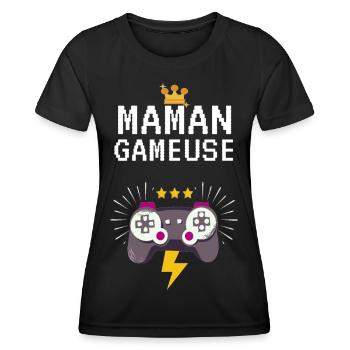 Maman gameuse - T-shirt sport Femme - noir - Devant - AI Model Female 172 light (172cm)