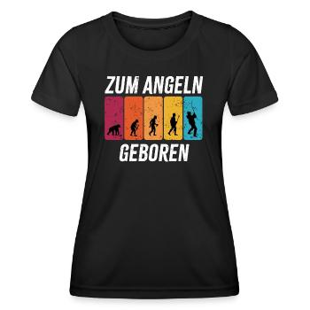 Angler Evolution - Zum Angeln geboren - Frauen Funktions-T-Shirt - Schwarz - Vorne - AI Model Female 172 light (172cm)