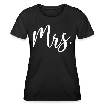 Mrs. Matching Couple Engagement Wedding Honeymoon - Women's Functional T-Shirt - black - Front - AI Model Female 172 light (172cm)