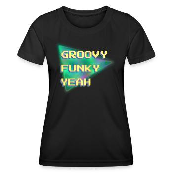 Groovy Funky oui Cool 90s Design Pixel Art - T-shirt sport Femme - noir - Devant - AI Model Female 172 light (172cm)