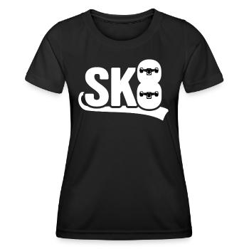 Skateboard SK8 Halfpipe Skateboarder Skate Ride - T-shirt sport Femme - noir - Devant - AI Model Female 172 light (172cm)