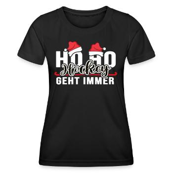 Hockey sur gazon Hockey « Fête de Noël du hockey » - T-shirt sport Femme - noir - Devant - AI Model Female 172 light (172cm)
