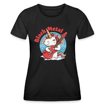 Licorne black metal - guitariste - T-shirt sport Femme - noir - Devant - AI Model Female 172 light (172cm)