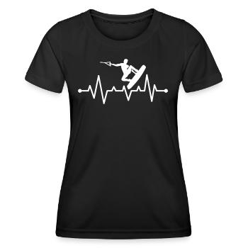 Wakeboarden Herzschlag Wakeboard Wakeboarder - Frauen Funktions-T-Shirt - Schwarz - Vorne - AI Model Female 172 light (172cm)