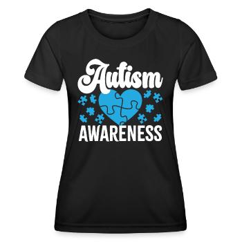 Sensibilisation à l’autisme - T-shirt sport Femme - noir - Devant - AI Model Female 172 light (172cm)