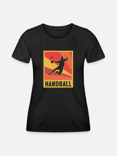 Handballer Handball Spieler Trainer Retro - Frauen Funktions-T-Shirt - Schwarz