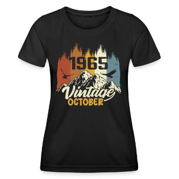 Geboren Oktober 1965 - Geburtstag Oktober 1965 - Frauen Funktions-T-Shirt - Schwarz - Vorne - AI Model Female 172 light (172cm)