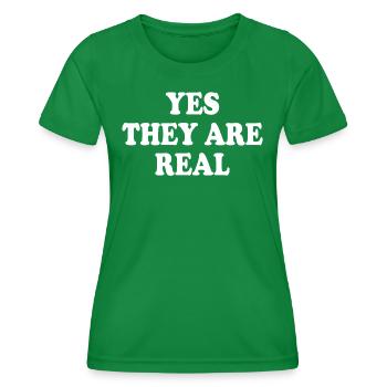 yes they are real - Frauen Funktions-T-Shirt - Kelly Green - Vorne - AI Model Female 172 dark (172cm)