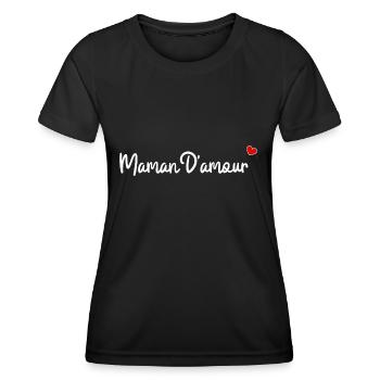 Maman d'amour - T-shirt sport Femme - noir - Devant - AI Model Female 172 light (172cm)