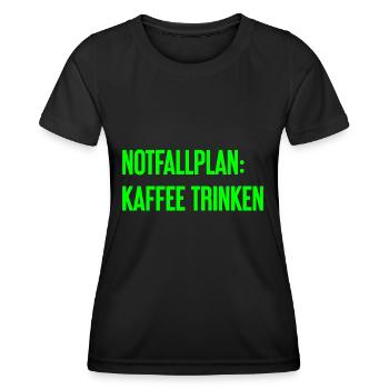 Kaffee-Notfallplan - Frauen Funktions-T-Shirt - Schwarz - Vorne - AI Model Female 172 light (172cm)