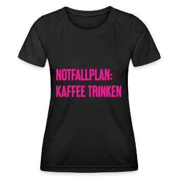Kaffee-Notfallplan - Frauen Funktions-T-Shirt - Schwarz - Vorne - AI Model Female 172 light (172cm)