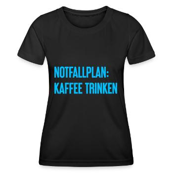 Kaffee-Notfallplan - Frauen Funktions-T-Shirt - Schwarz - Vorne - AI Model Female 172 light (172cm)