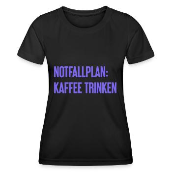 Kaffee-Notfallplan - Frauen Funktions-T-Shirt - Schwarz - Vorne - AI Model Female 172 light (172cm)