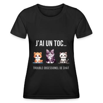 CAT OBSESSION - Women's Functional T-Shirt - black - Front - AI Model Female 172 light (172cm)