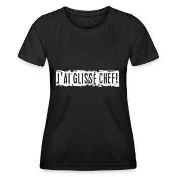 j ai glissé chef! - T-shirt sport Femme - noir - Devant - AI Model Female 172 light (172cm)