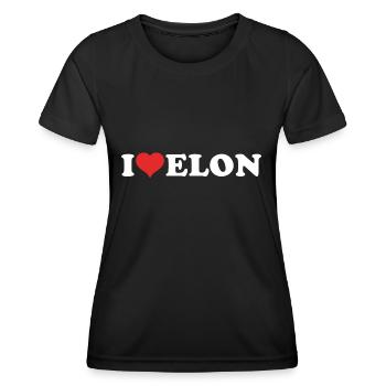 I Love ELON - Ich Liebe Elon - Frauen Funktions-T-Shirt - Schwarz - Vorne - AI Model Female 172 light (172cm)