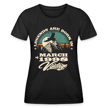 Legenden werden im März 1998 geboren - Frauen Funktions-T-Shirt - Schwarz - Vorne - AI Model Female 172 light (172cm)