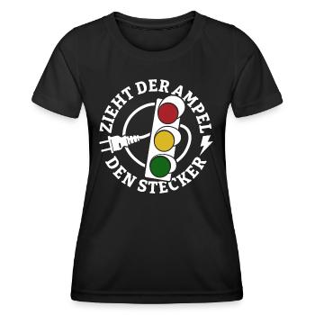 Zieht der Ampel den Stecker - Spruch - Frauen Funktions-T-Shirt - Schwarz - Vorne - AI Model Female 172 light (172cm)