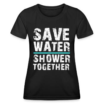 Save water shower together - Frauen Funktions-T-Shirt - Schwarz - Vorne - AI Model Female 172 light (172cm)
