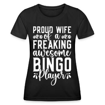 Joueur De Bingo Fière Épouse D’un Joueur De Bingo - T-shirt sport Femme - noir - Devant - AI Model Female 172 light (172cm)