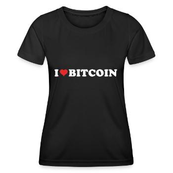 J’aime Bitcoin - Ich Liebe Bitcoin - T-shirt sport Femme - noir - Devant - AI Model Female 172 light (172cm)