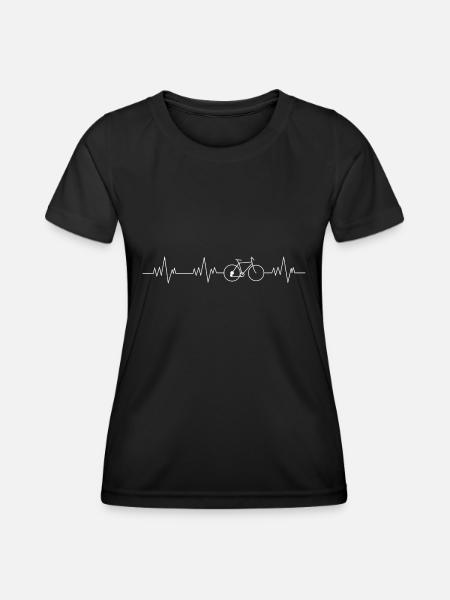 Fahrrad Herzschlag - Frauen Funktions-T-Shirt - Schwarz