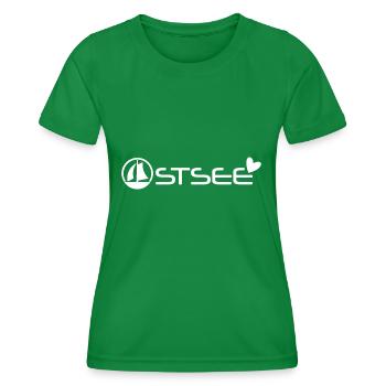 Ostsee mit Boot und Herz [white] - Frauen Funktions-T-Shirt - Kelly Green - Vorne - AI Model Female 172 dark (172cm)